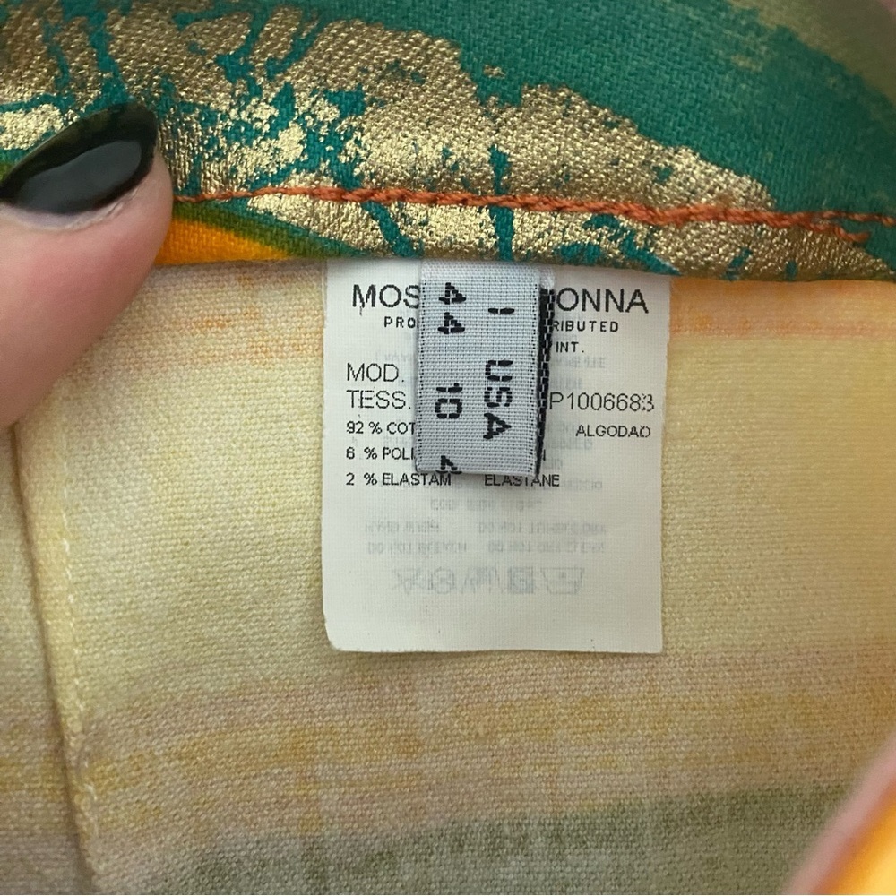 Moschino | Women's Y2K 2000s Colorful Stripe Metallic Capri Pants Size US 10 - Picture 6 of 7